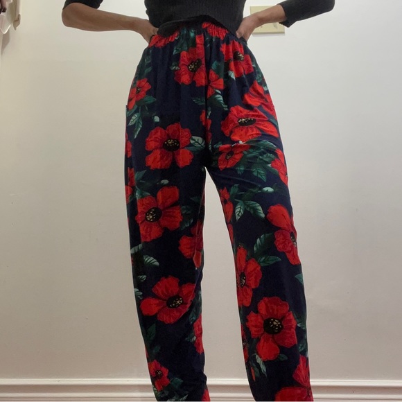 FLORAL STRETCHY PANTS - Picture 1 of 6